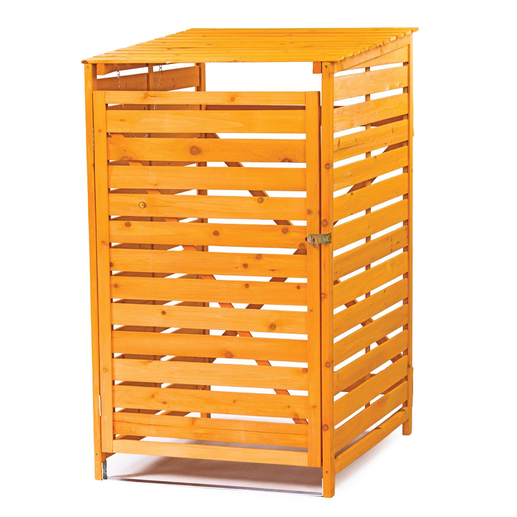 KCT Single Wheelie Bin Store - 240L Wooden Outdoor Storage Shed Recycling Rubbish Bins Hideaway