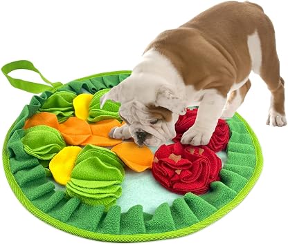 WishLotus Slip-Free Pet Snuffle Mat with Hanging Rope, Snuffle Mat for Dogs to Consume Energy and Relieve Stress, Pet Snuffle Mat for Rabbits, Hamsters, and Dogs to Improve Digestion Three Flowers