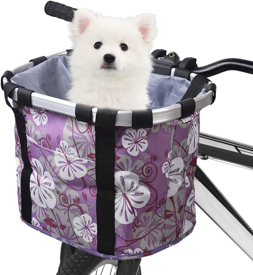 Lixada Bike Basket Bicycle Front Basket Pet Dog Cat Carrier