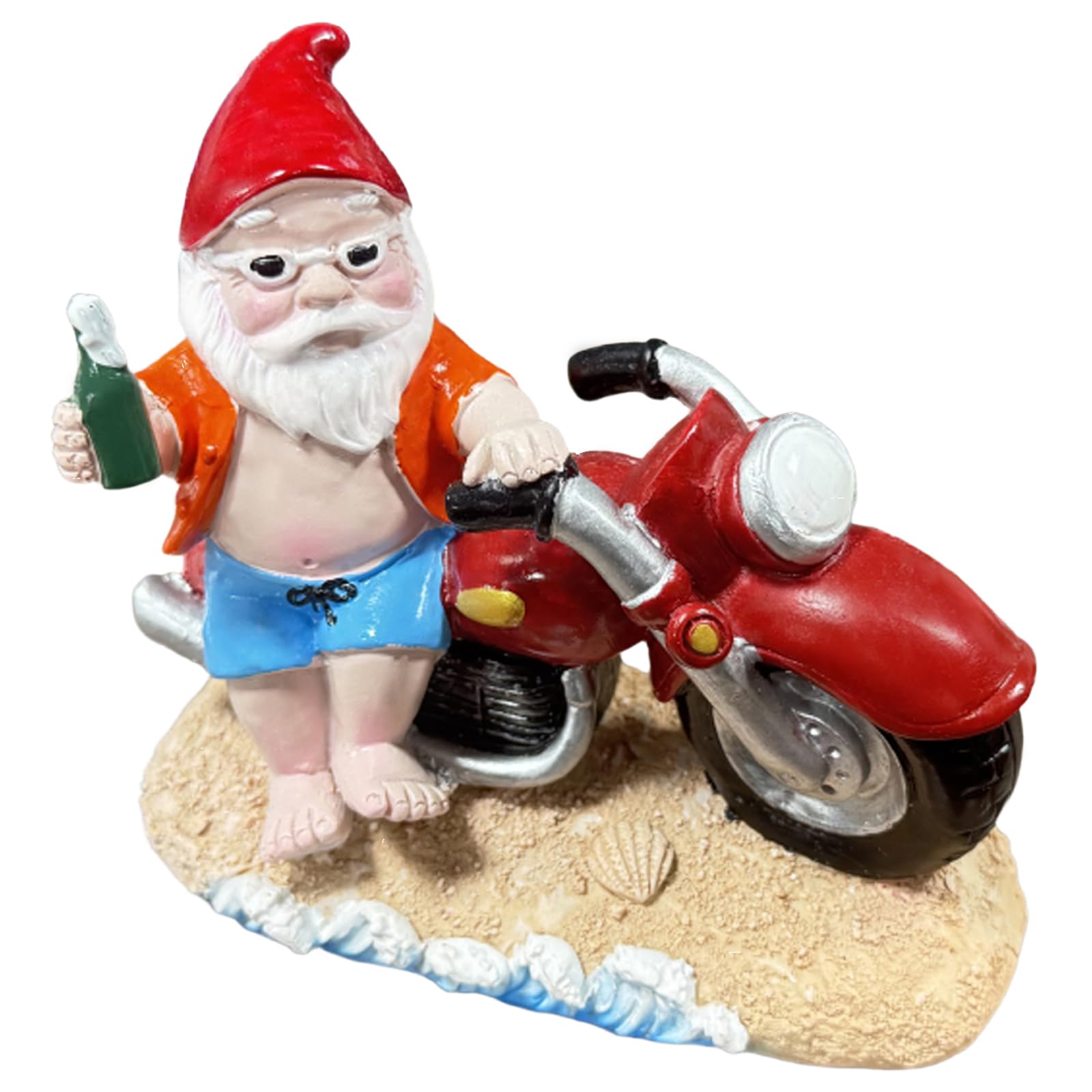 Enanito de jardín divertido para motocicleta, gnomos de jardín para exteriores, decoración de jardín para exteriores, figura de resina hecha a mano para balcón, terraza y césped, motocicleta, regalos