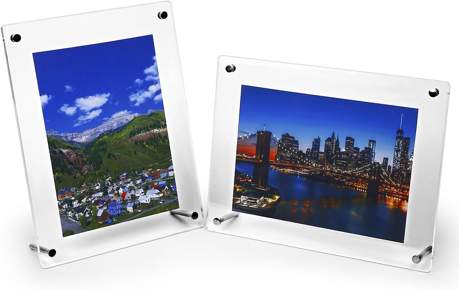HESIN® 2 Pack of A5(Or 6 by 8 inch) Photo size Acrylic Photo Frame Tabletop/Wall Mounted Picture Frame Retail Store Ads Holder Self-standing Desk Frame (suit for A5 Paper or 6x9,6X8 photo)
