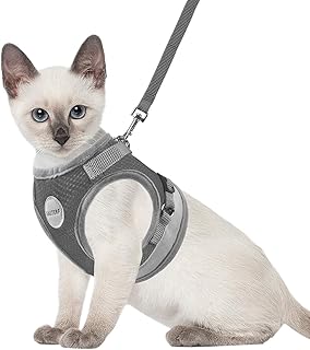 Cat Harnesses and Puppy Harness with Leashes Set, Escape Proof Cat Harness, Adjustable Reflective Soft Mesh Vest Fit Puppy Kitten Rabbit Ferrets's Outdoor Harness