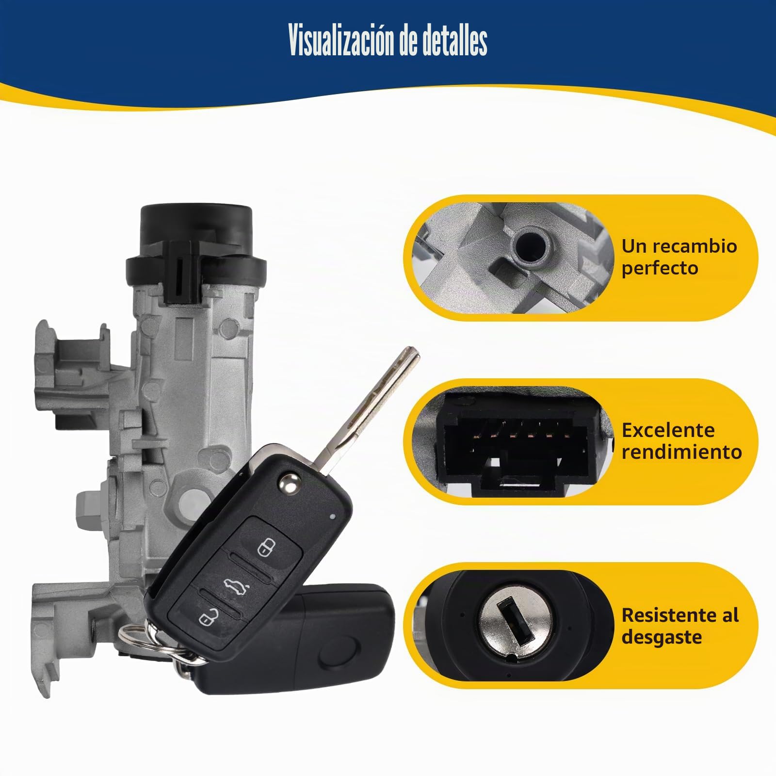 1K0905851B Neiman Interruptor encendido para Golf 5 6 A3 TT Seat Alte Leon | con 2 mandos a distancia Attuatore Serratura Cerradura Encendido1K0905865