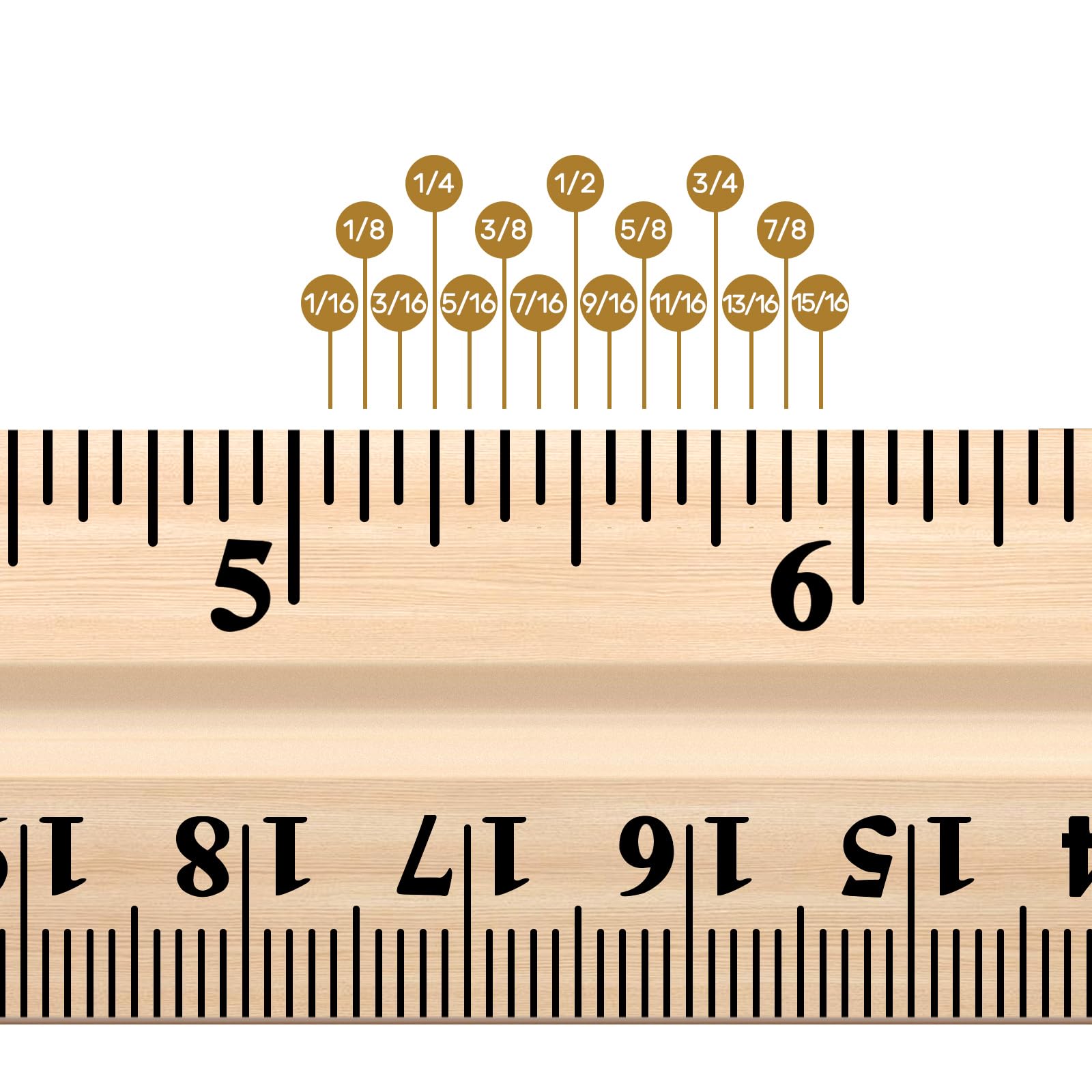 12 Pack 12 Pack Christmas Wooden Ruler Gifts 12 Inch (30cm) Bulk Wood Measuring Ruler Straight Metal Edge with 4 Holes for Teacher School Office Drafting Classroom Supplies, 2 Scale