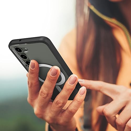 Miniatura 4 de Encased Funda magnética con cargador inalámbrico incluido, diseñada para Samsung Galaxy S23, compatible con accesorios MagSafe (transparentenegro)