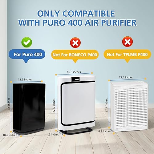 Miniatura 5 de Filtro de repuesto para purificador de aire 400, filtro HEPA HP-14 compatible con purificador de aire Puro 400, HEPA 3 en 1 con filtro de carbón