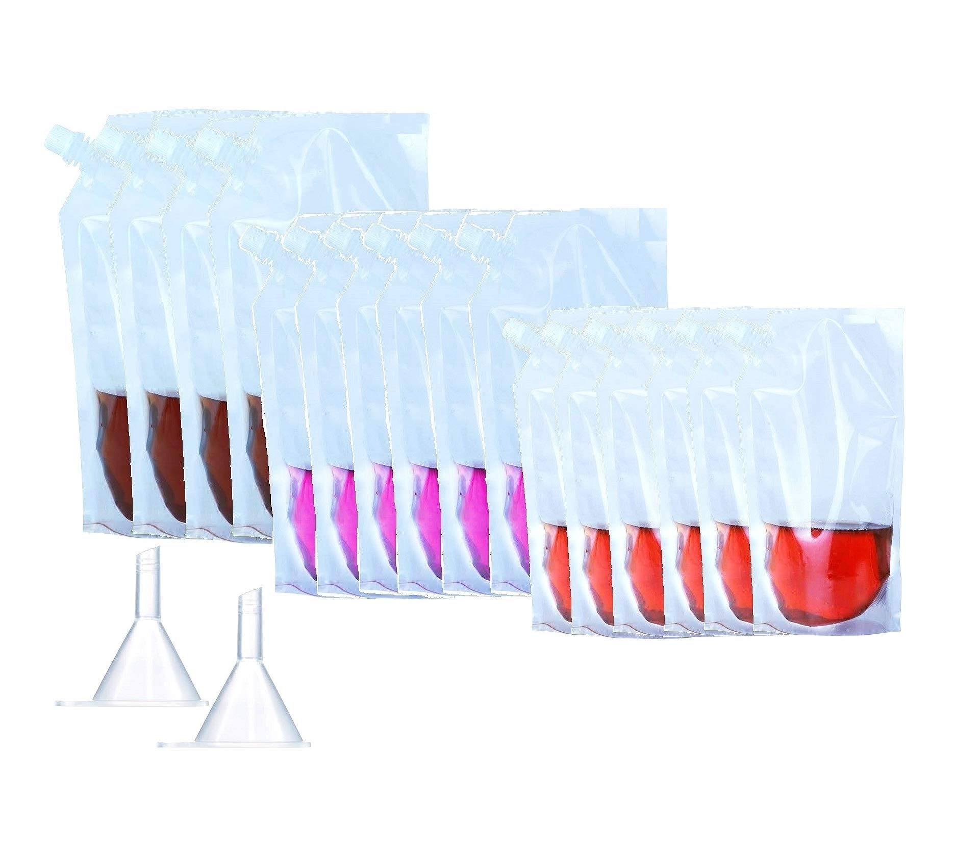 Concealable Reusable Cruise Liquor Bags Flask Set For Travel, Liquor Pouches Sneak Alcohol Rum Runner Cocktail Booze Drinking Flask Kit For Cruise (4x 32 oz + 6x 16 oz + 6x 8 oz + 2 Funnel)