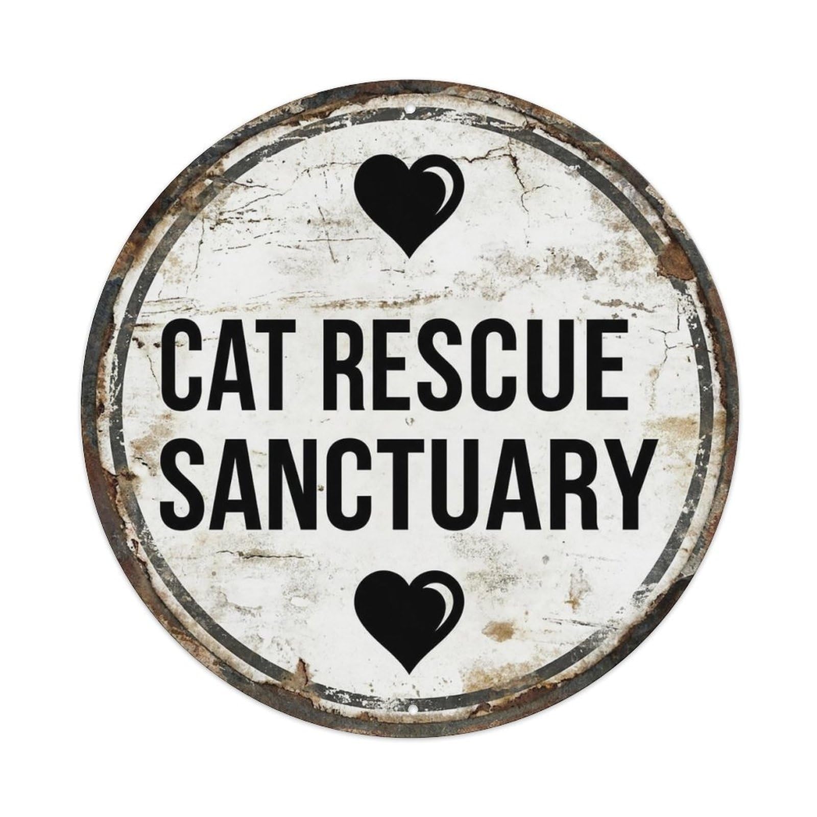 Vintage Cat Rescue Sanctuary Decor Vintage Metal Tin Sign Plaque Wall Decor for Cafe, Club Bar, Office, Garden Metal Poster 8x8Inch