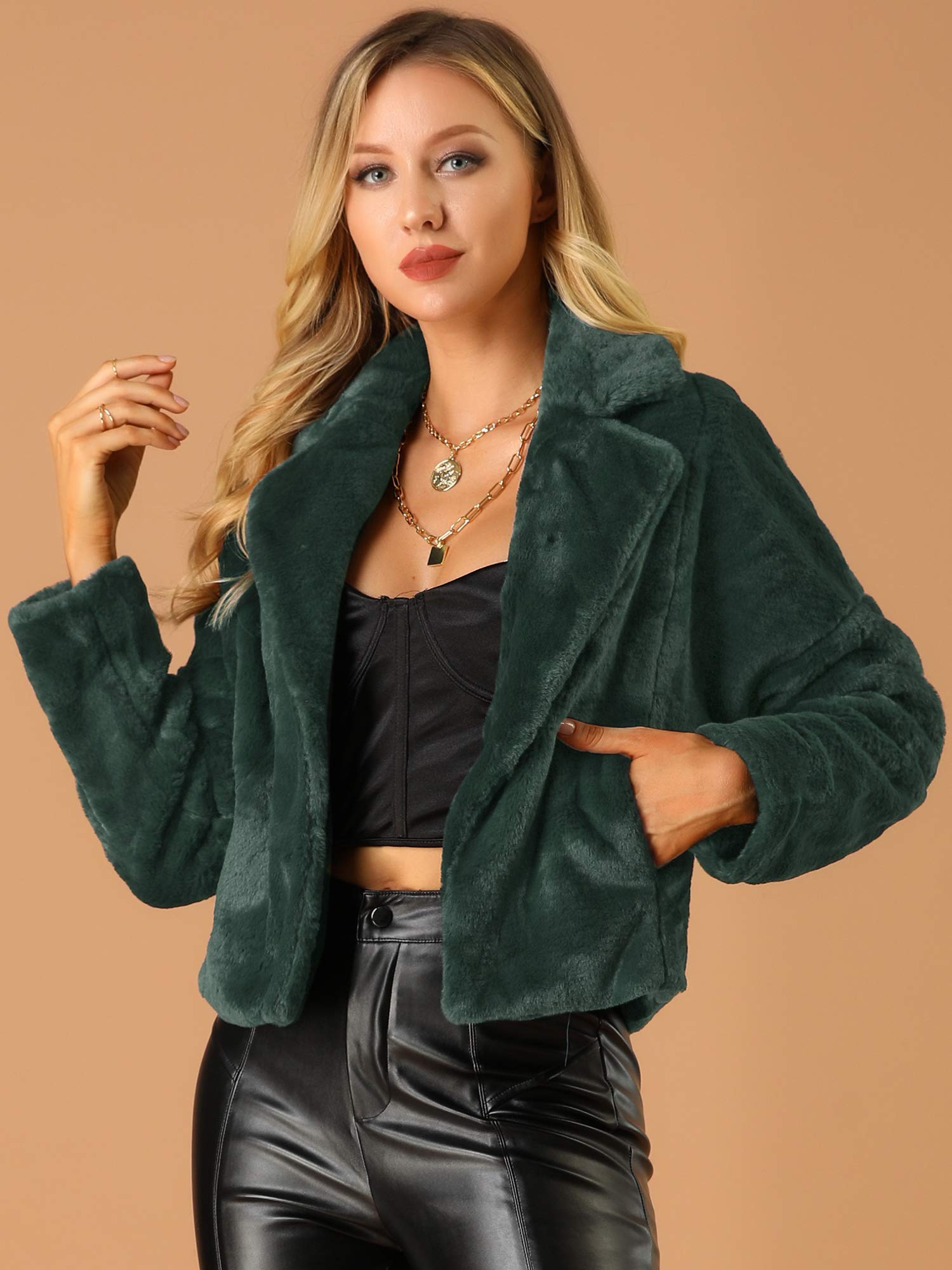 Allegra K Court Court Femme (lot de 1) | Manches longues, cardigan d'automne court, boléro moelleux, vestes pelucheuses, tenue de soirée de mariage, formelle