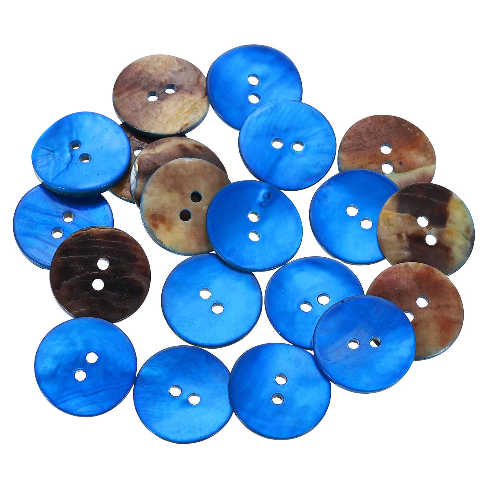 sourcing map 20Pcs Natural Shell Buttons, 18mm 2 Hole Mother of Pearl Blazer Buttons Sewing Craft Shell Discs for Shirt Sewing DIY Crafts Decoration, Blue