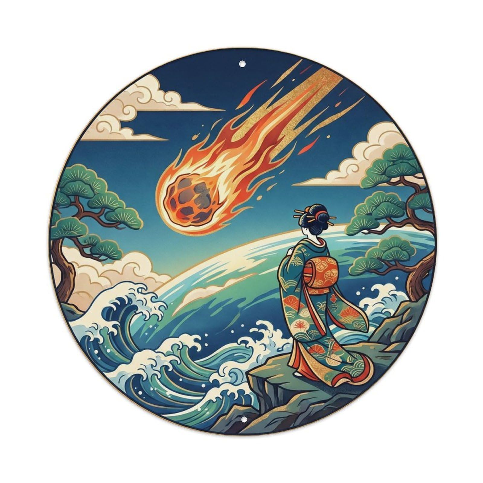 Okahys 8X8inch(20X20cm) Japanese Meteor Falling Horizon Spectacular View Metal Tin Sign