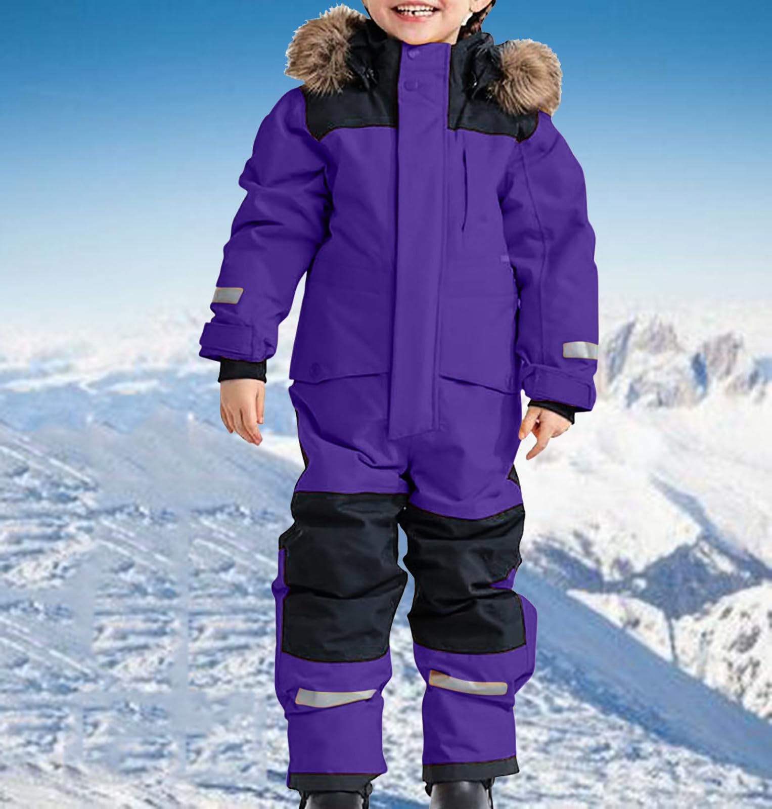 Chaqueta de esquí unisex para niños, mono de esquí con capucha, traje de nieve, impermeable, transpirable, traje de esquí engrosado, cálido, softshell funcional, mono de lluvia de una pieza, mono de