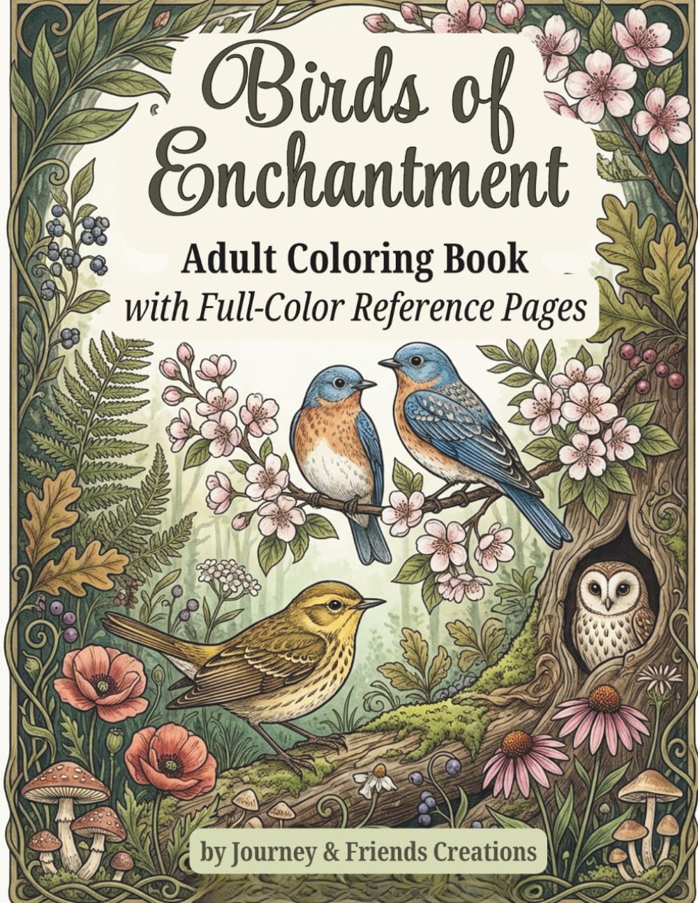 Birds of Enchantment Advanced Adult Coloring Book with Full-Color Reference Pages: 40 Detailed Illustrations, Bird Coloring Book for Adults