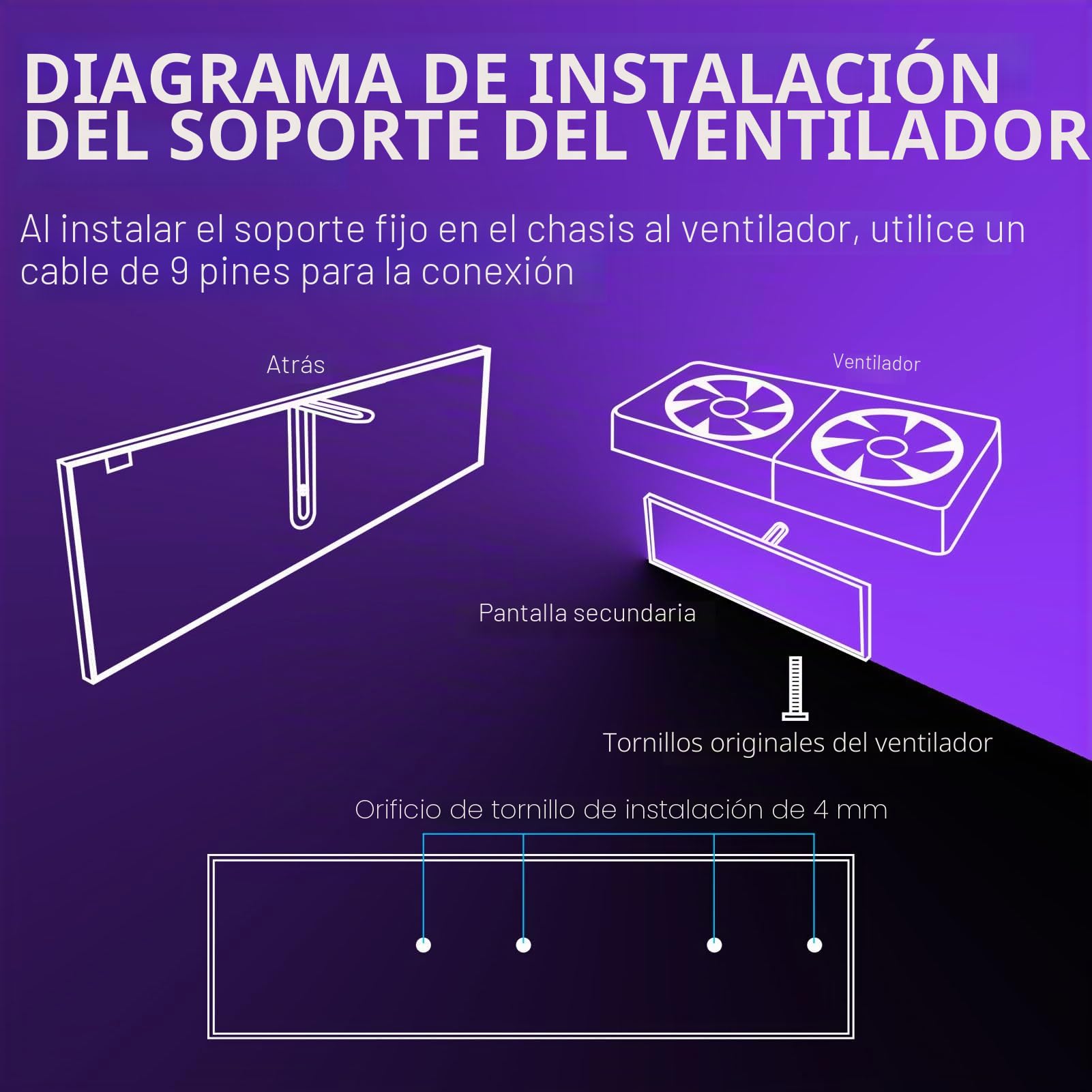 Pantalla Secundaria de la Caja de la Computadora de 9.2 Pulgadas, Modo Vertical Horizontal, Tema de Video Dinámico, Panel de Visualización de Temperatura (Black)