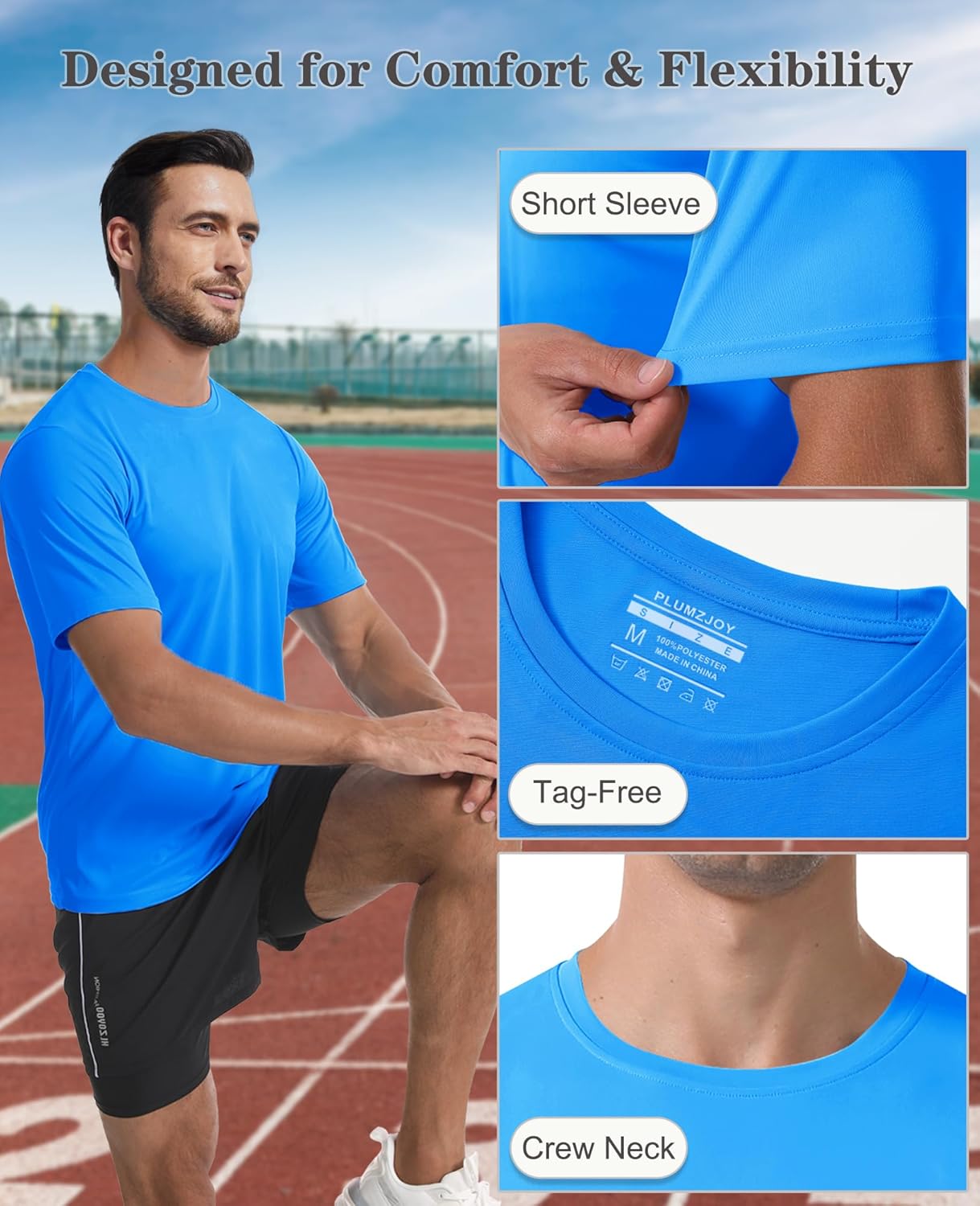 Men's Short Sleeve T-Shirt UPF 50+ Quick Dry Rash Guard Athletic Running T Shirts UV Sun Protection Swim Water Shirt - Image 6