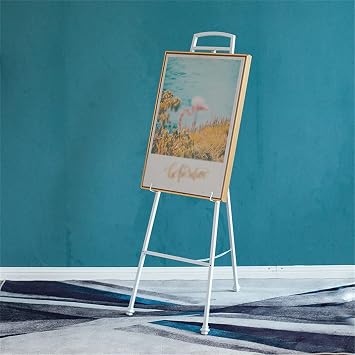 Metal Poster Holder, Portable Folding Easels Professional Painting Easel Adjustable & Sturdy Floor Easel for Home Stuido, Classrooms, Gold/Black/White, 57.1 inches 145 cm T