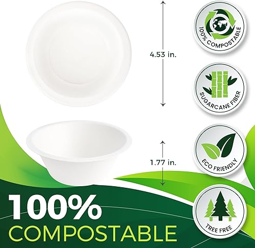 Miniatura 2 de Tazas de papel de 9 onzas de muestra paquete de 100, tazas desechables resistentes perfectas para salsa para mojar y aperitivos, 100% compostables y