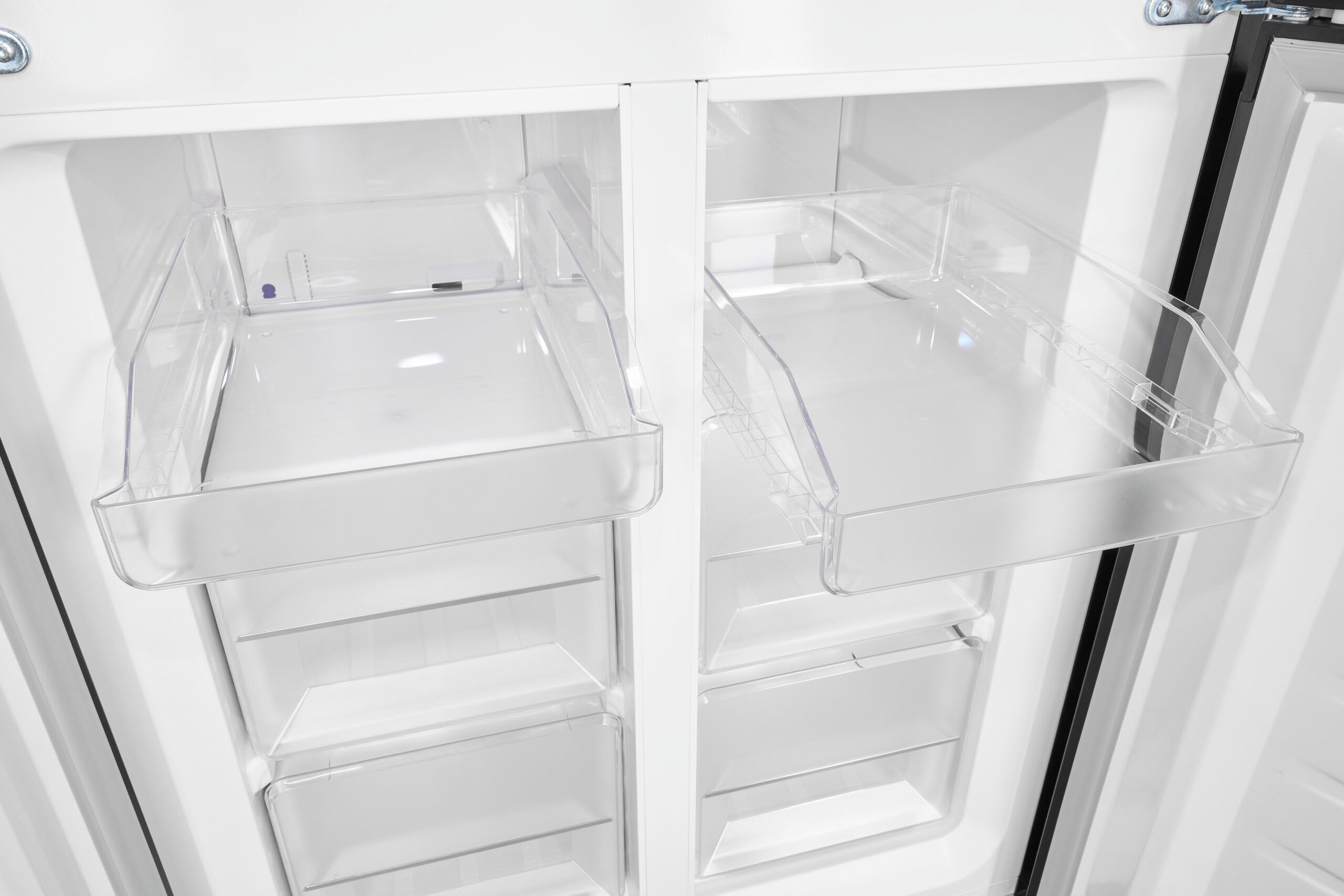 Exquisit® Frigorífico Americano 4 Puertas, 421L, Inox Oscuro, Clase C, No-Frost Total, Control Electrónico, Congelación Rápida, Función Vacaciones, Medidas (180,0 x 79,5 x 70,0 cm)