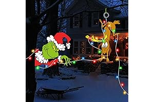 Chirpy 2PCS Christmas Fence Peeker with LED String Lights - Illuminating Holiday...