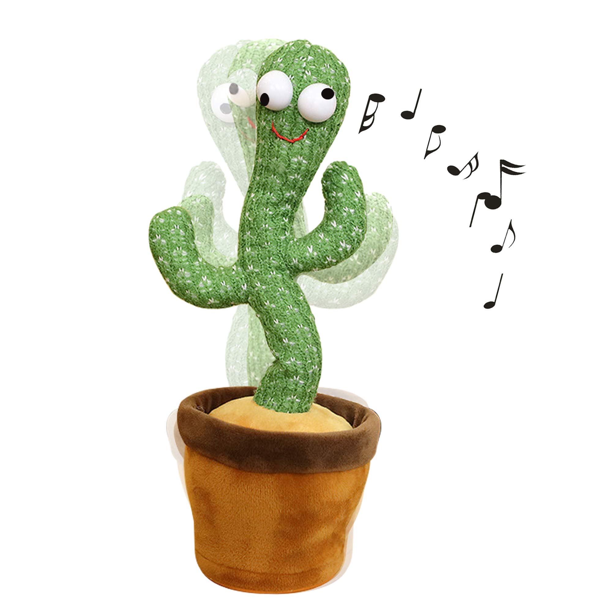 Wriggle Dancing Cactus Repeat What You say and Sing Electronic Plush Toy Decoration for Kids Funny Early Childhood Education Toys Very Funny Sing+Repeat+Dance+Recording+LED