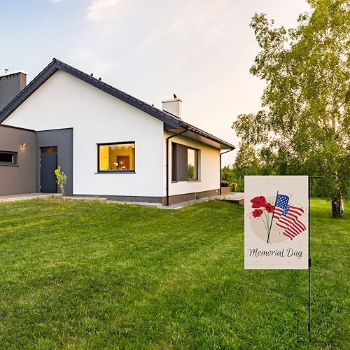 Miniatura 3 de Bandera de lino para el jardín del Día de los Caídos de Estados Unidos, decoración de festival patriótico americano, amapola de lino para interiores