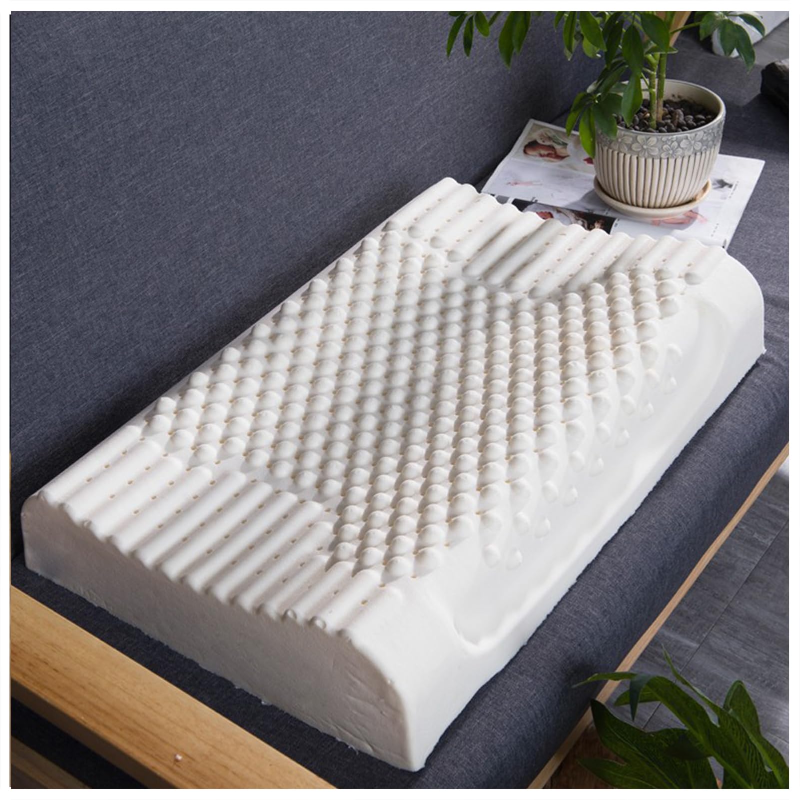 Almohada de látex natural para dormir, almohada de lujo extrasuave para personas que duermen de lado, espalda y boca abajo, funda de algodón transpirable extraíble