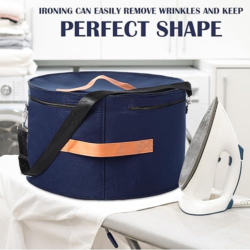 Miniatura 10 de Suzile Paquete de 4 cajas grandes y redondas plegables de fieltro para mujeres, 17 x 10 pulgadas, caja de almacenamiento para sombreros de vaquero