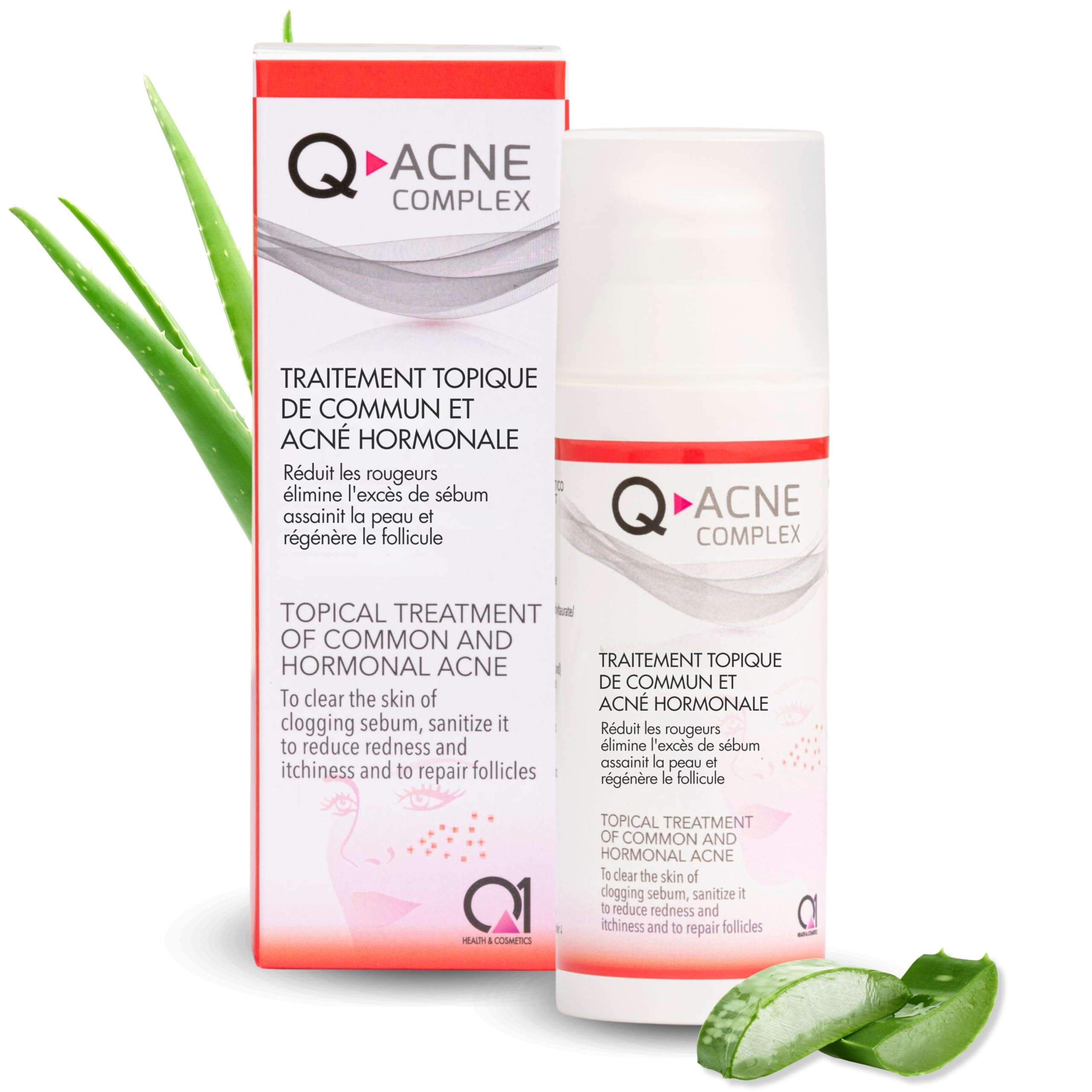 Q1 Q-Acne Complex, Crème Anti Acné à l'Acide Salicylique, Crème Anti Boutons pour le Visage | Elimine les Boutons et les Rougeurs | Traitement Efficace pour l'Acné Juvénile et Hormonale, 40ml