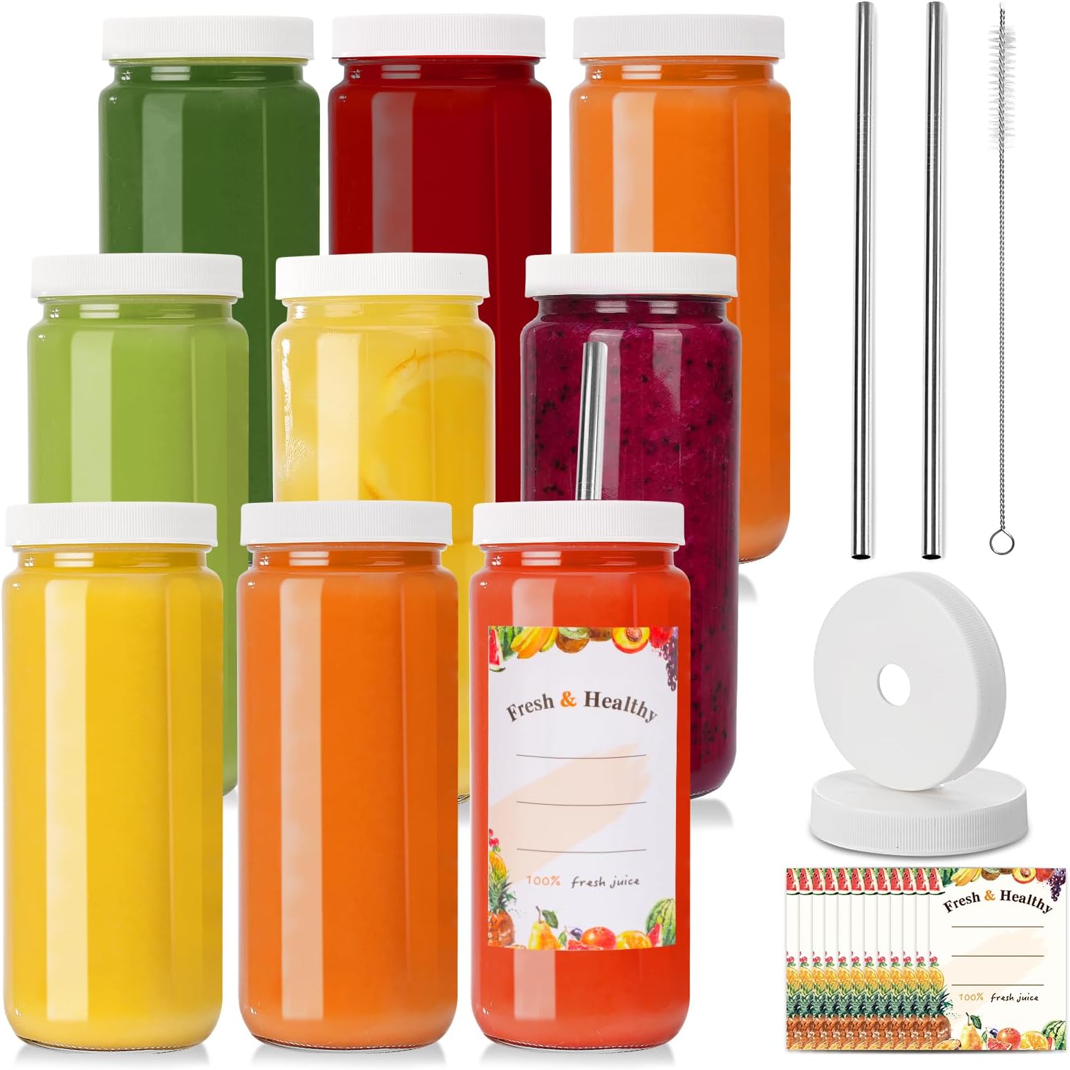 Glass Bottles for Juicing 16oz Reusable Glass Bottles with