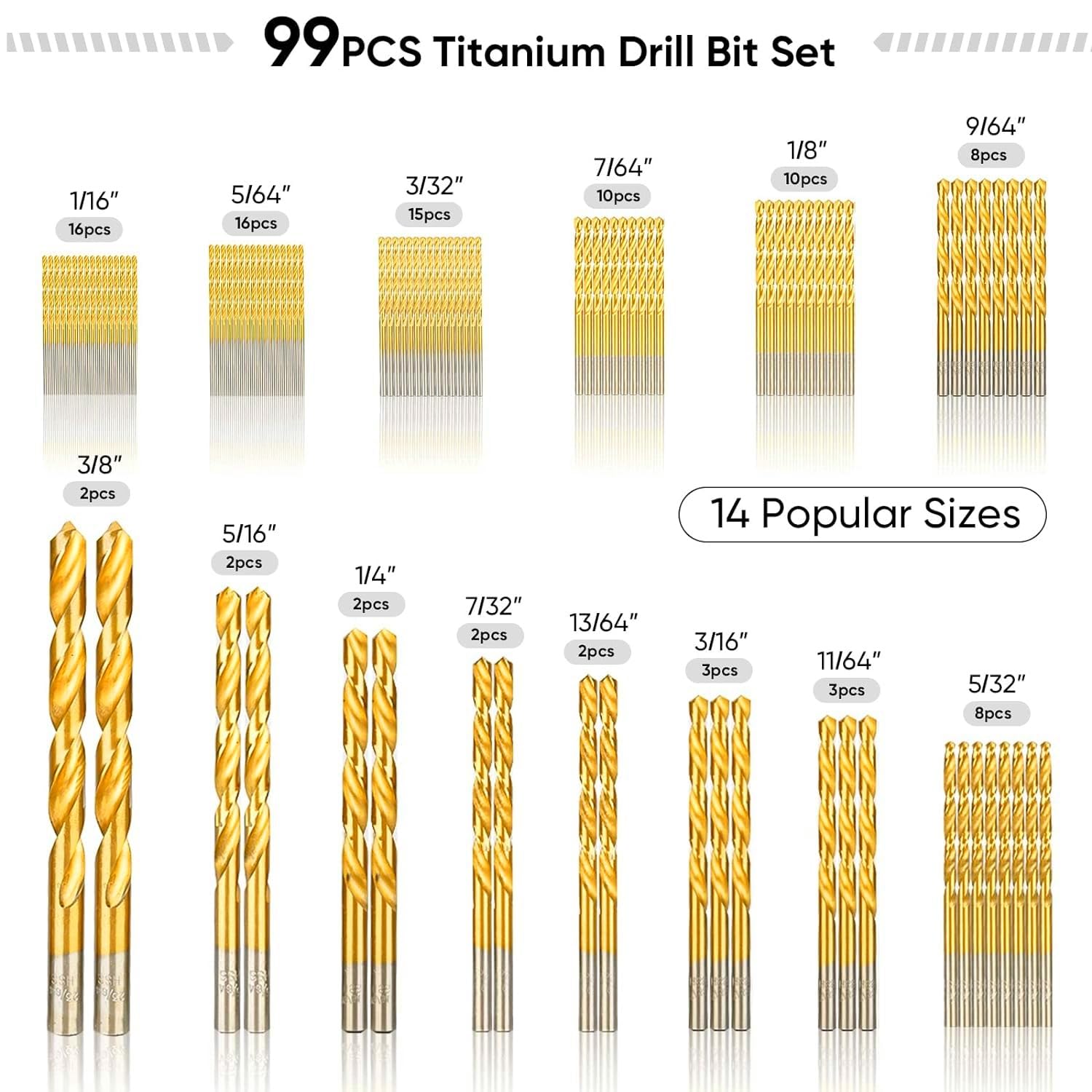13 Pack HSS Twist Boor Set Metrische M35 Kobalt Staal Hoge Snelheid Staal Titanium Coated Boor Tool Extreem Hittebestendig met Rechte Schacht 1.5mm-6.5mm voor Boren Tool Hout, Metaal & Plastic