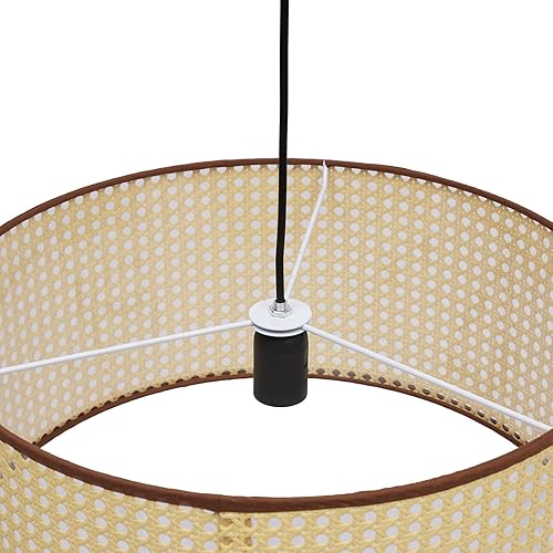 Miniatura 6 de Luces colgantes, iluminación colgante de ratán con cable ajustable de 55 pulgadas, lámpara colgante tejida a mano, lámpara de araña bohemia para