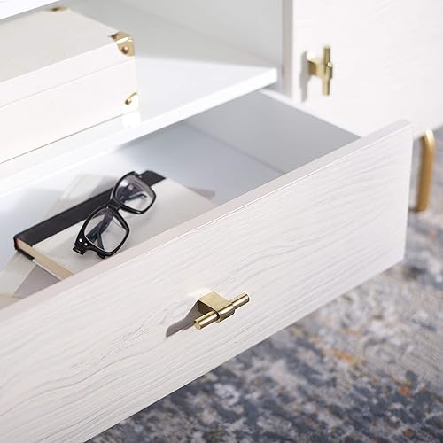 Miniatura 28 de SAFAVIEH Genevieve - Soporte de TV para pantalla plana de hasta 65 pulgadas, acabado lavado en blanco y negro, gabinete de almacenamiento moderno de