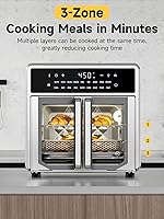 Vista 4 de Horno de puerta francesa con freidora de aire Kitchen Elite, combo de encimera para tostador de 15.8 Qt, 18 ajustes preestablecidos y 1 Toque manual