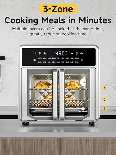 Miniatura 4 de Kitchen Elite Freidora de aire horno de puerta francesa, combo de encimera de horno tostador de 15.8 cuartos de galón, 18 preajustes y 1