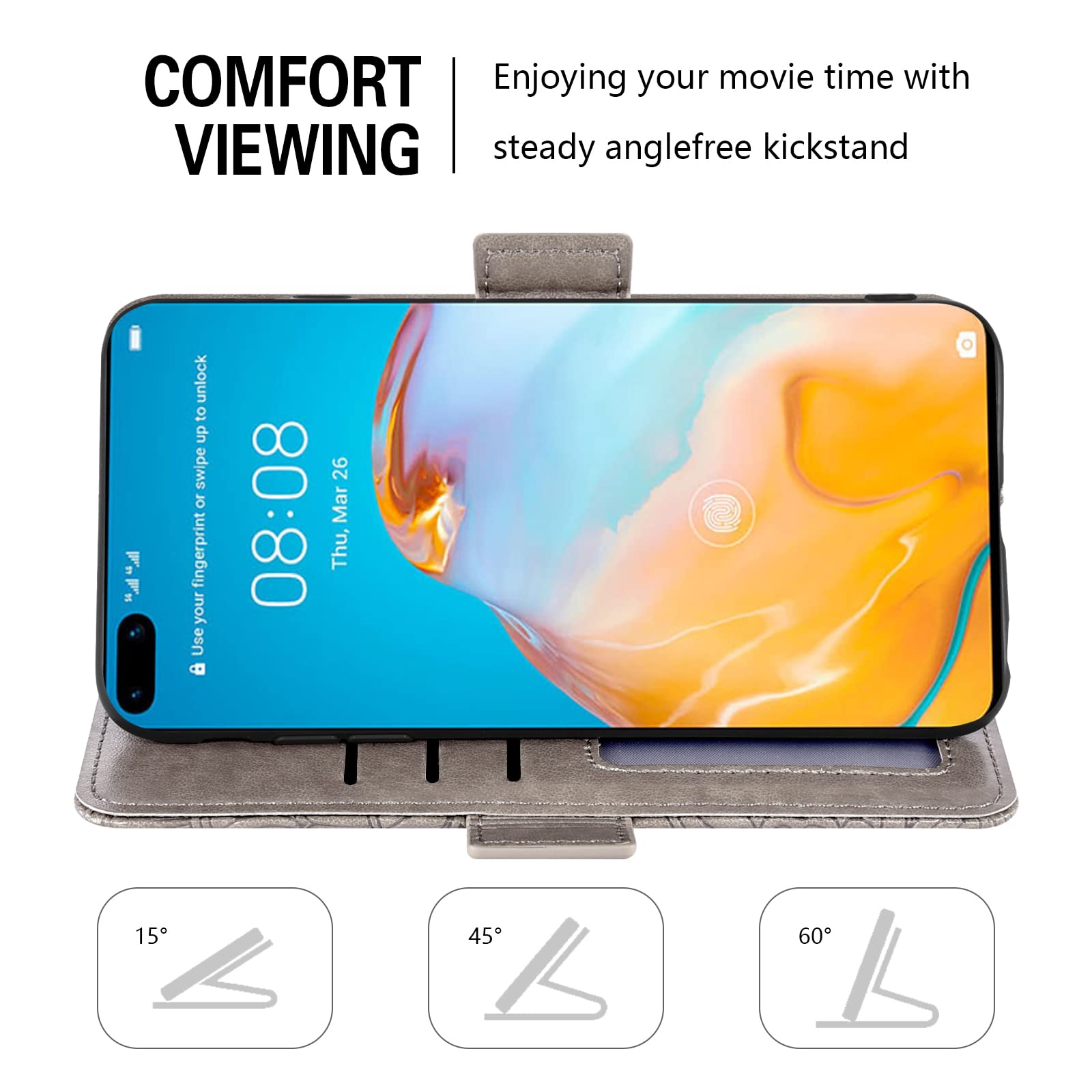 Compatibile con Huawei P40 Lite 5G Custodia a portafoglio in vetro