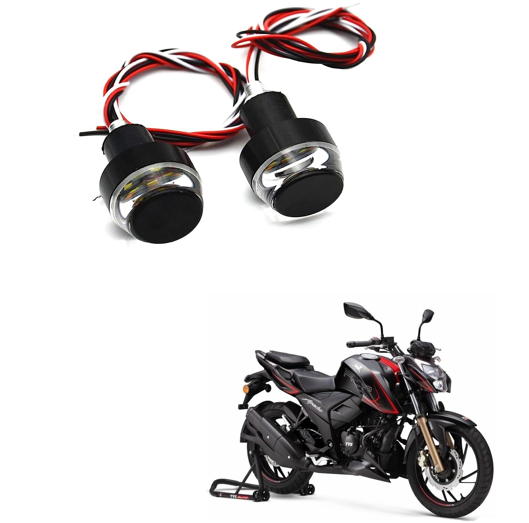 Kozdiko Motorcycle LED Indicator Dual Color Blinker Stylish Turn Signal Handle Bar Light for TVS Apache RTR 200 4V-image-15