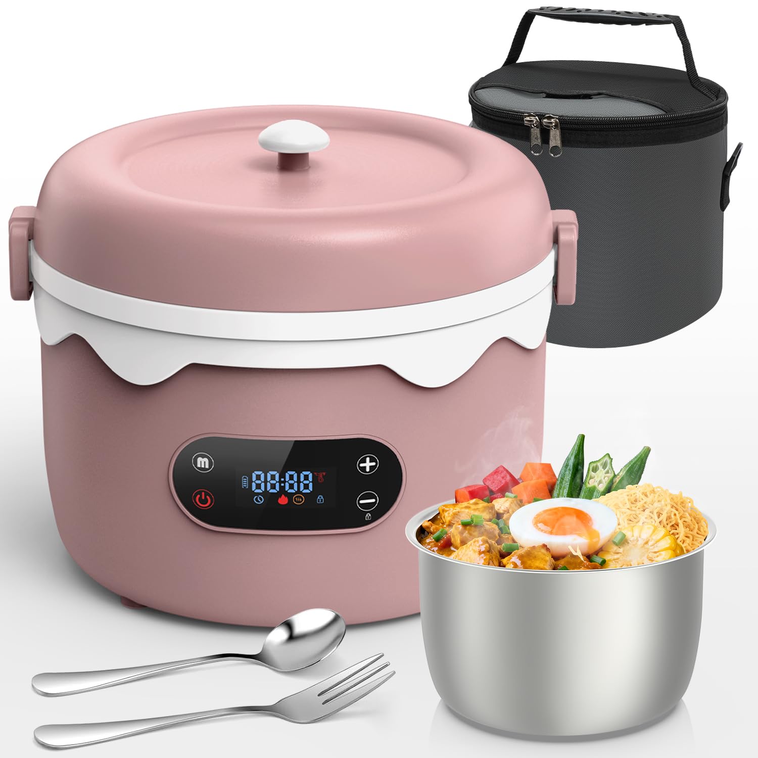 1 1L Cordless Electric Lunch Box for Adults 16000mAh Rechargeable portable food warmer heated lunch box for men