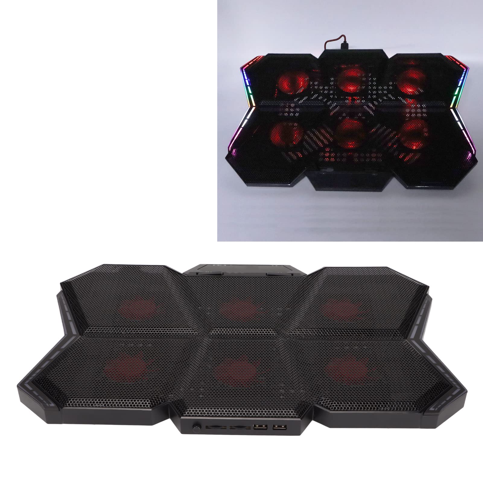 Dispositivo di raffreddamento per laptop con 6 ventole ultra silenziose 2600 giri/min 73,25 CFM Doppia porta USB regolabile in altezza Antiscivolo per giochi Lavoro Casa ufficio