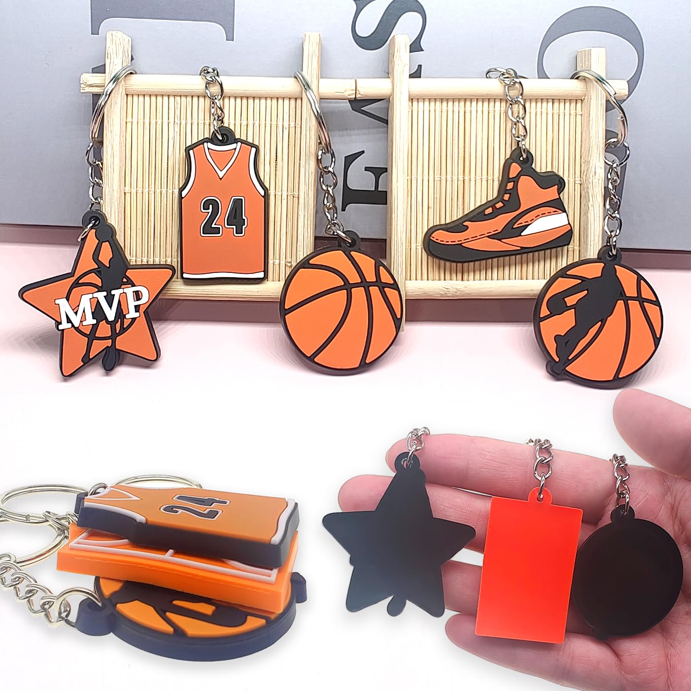 MEIYIFAN 36 pezzi di basket portachiavi, portachiavi sportivi per i regali di borsa partito Sport Party Favors Kid School Sport Reward