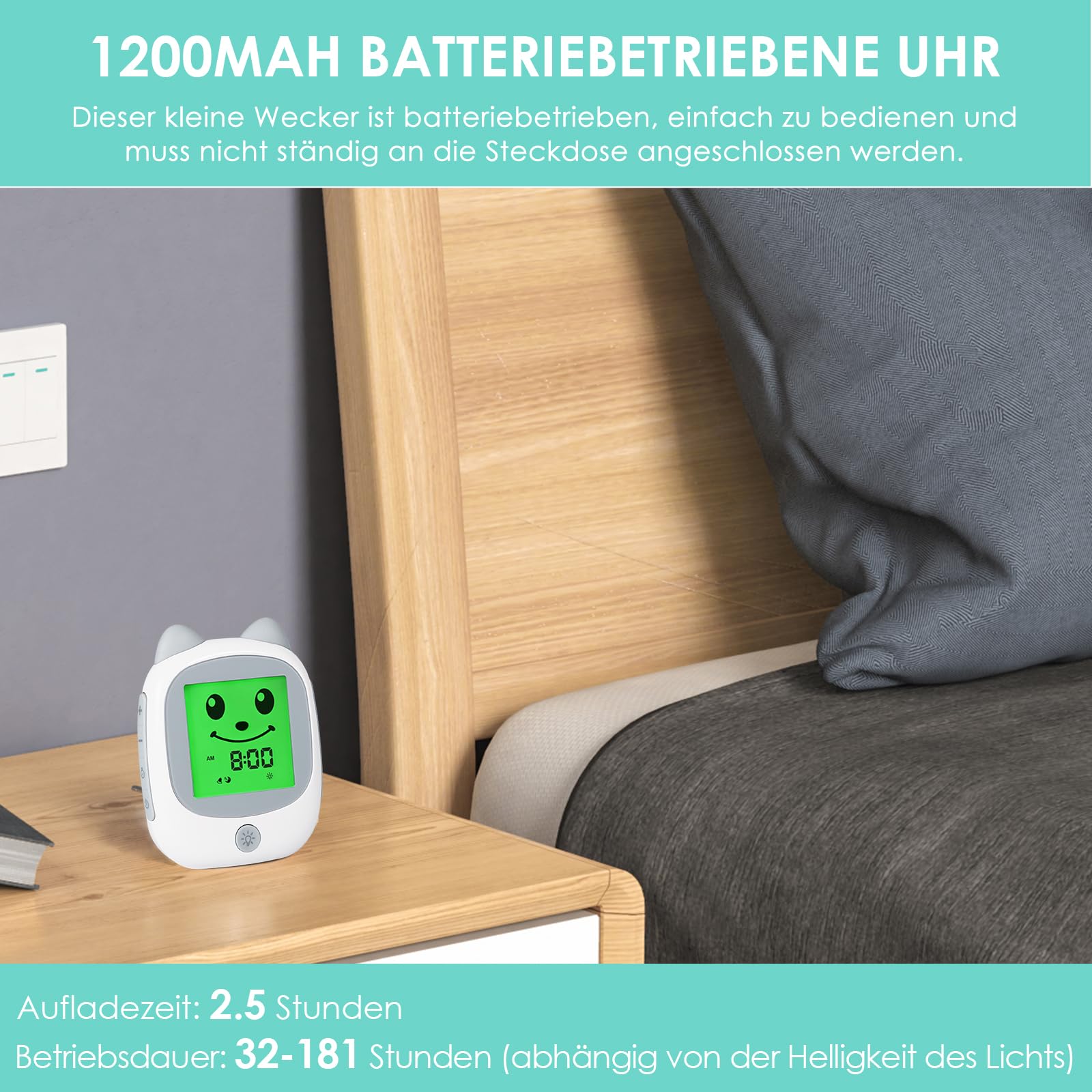 Kleinkinder Schlaf Training Kinderwecker, Schlaftrainer Kinder, Snooze und Timer, Digitaler Wecker Kinder für Jungen und Mädchen