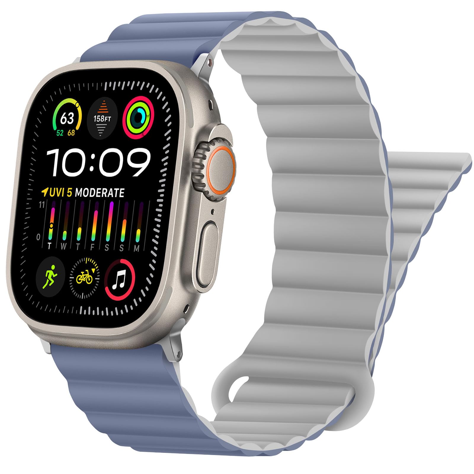 HITZEE Compatible with Apple Watch Band 49/46/45/44/42/41/40/38mm, Double Sided Silicone Magnetic Band Compatible for iWatch Ultra 3/2/1 Series 11 10