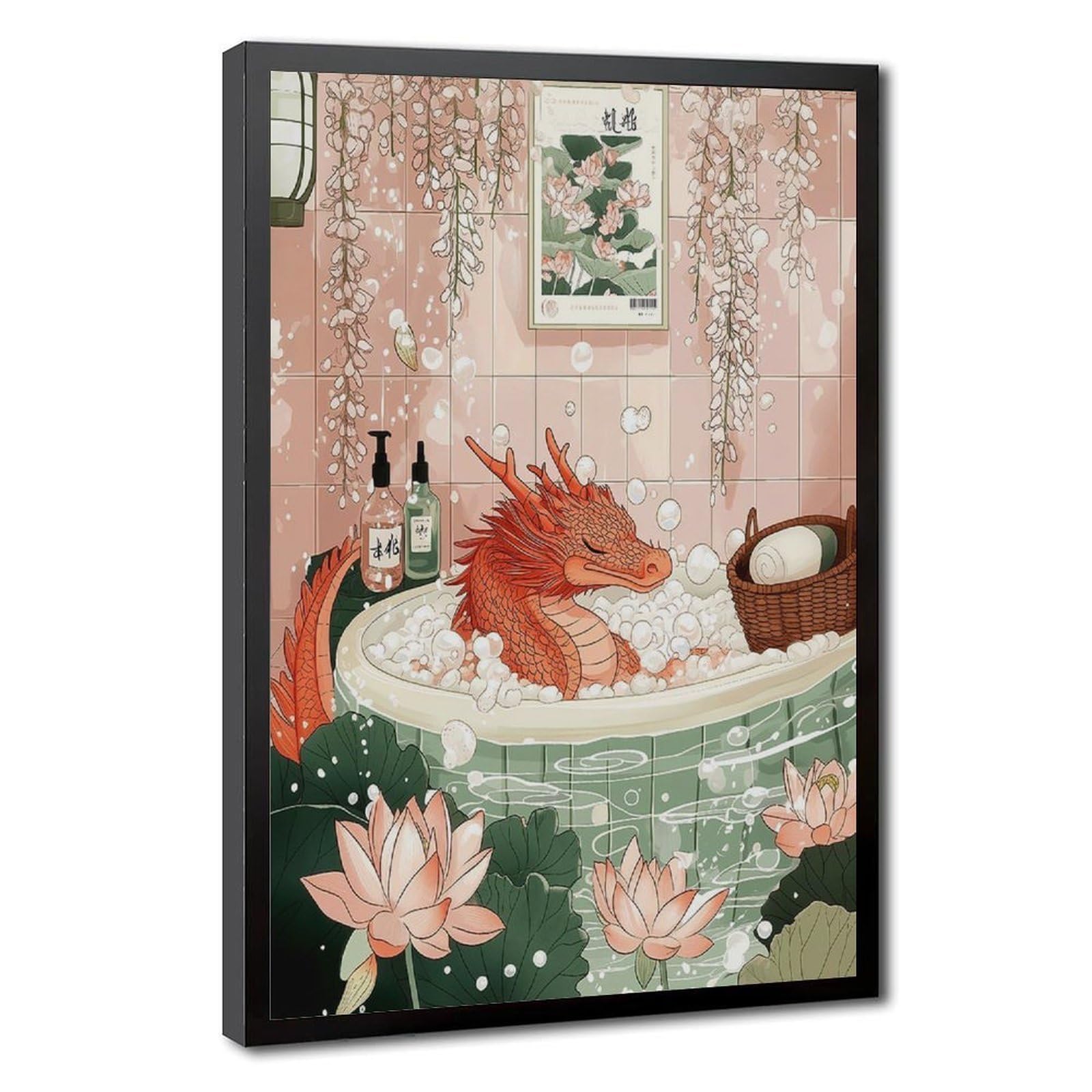 Bareronor Japanese Red Dragon Poater Canvas Poster Bedroom Decor Landscape Office Room Decor Gift 20" L X 30" W