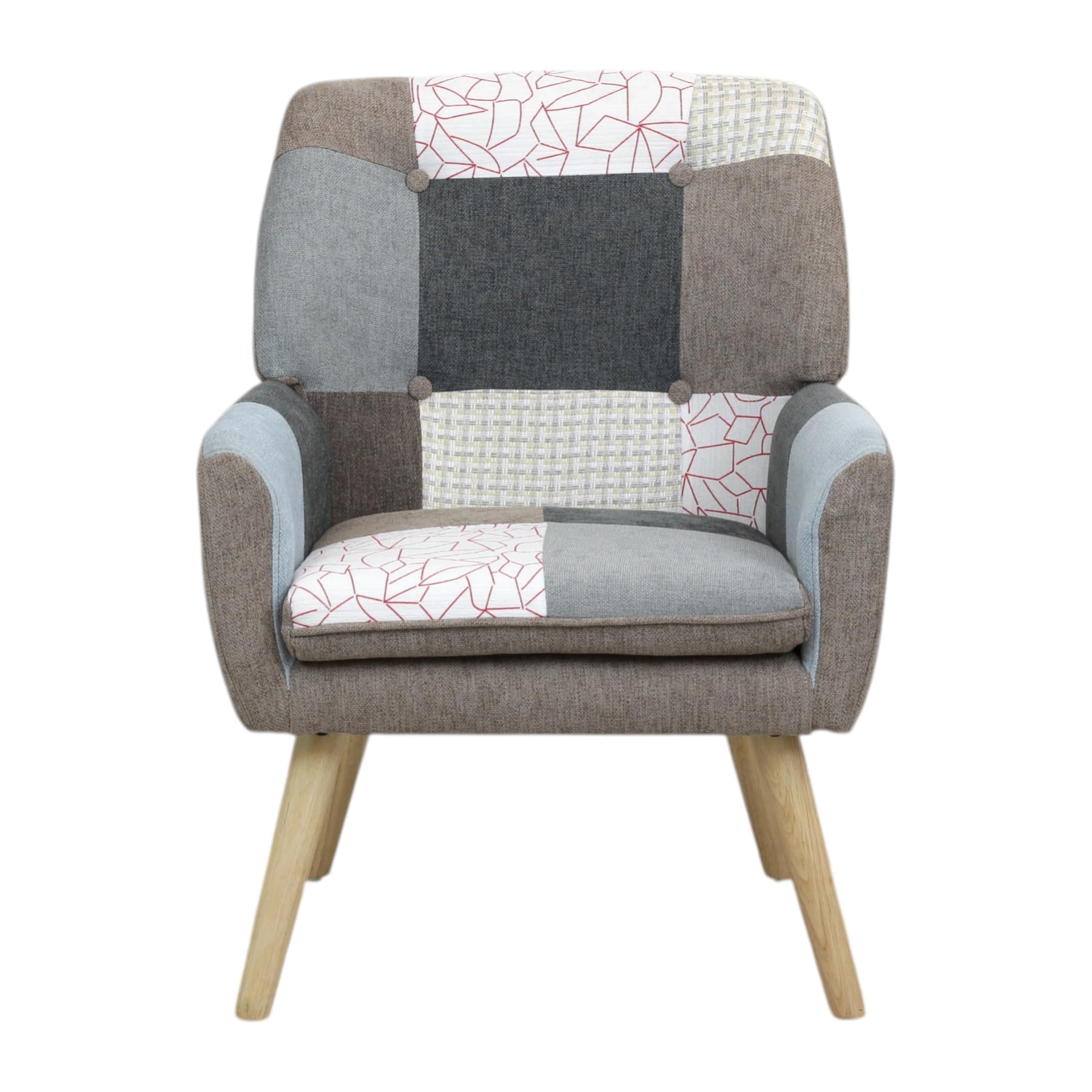 Totò Piccinni Poltrona Poltroncina LIVIA in Tessuto Imbottito con piedini in legno (Patchwork Elegant)