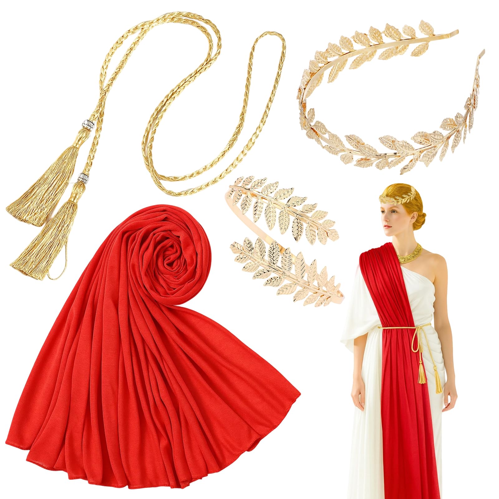 4 Pcs Greek Goddess Accessories,Greek Goddess Costume Women Dress Up Set,Greek Goddess Costume Accessories Suitable for Halloween Parties,Themed Events and Historical Reenactment Event (Style 1)