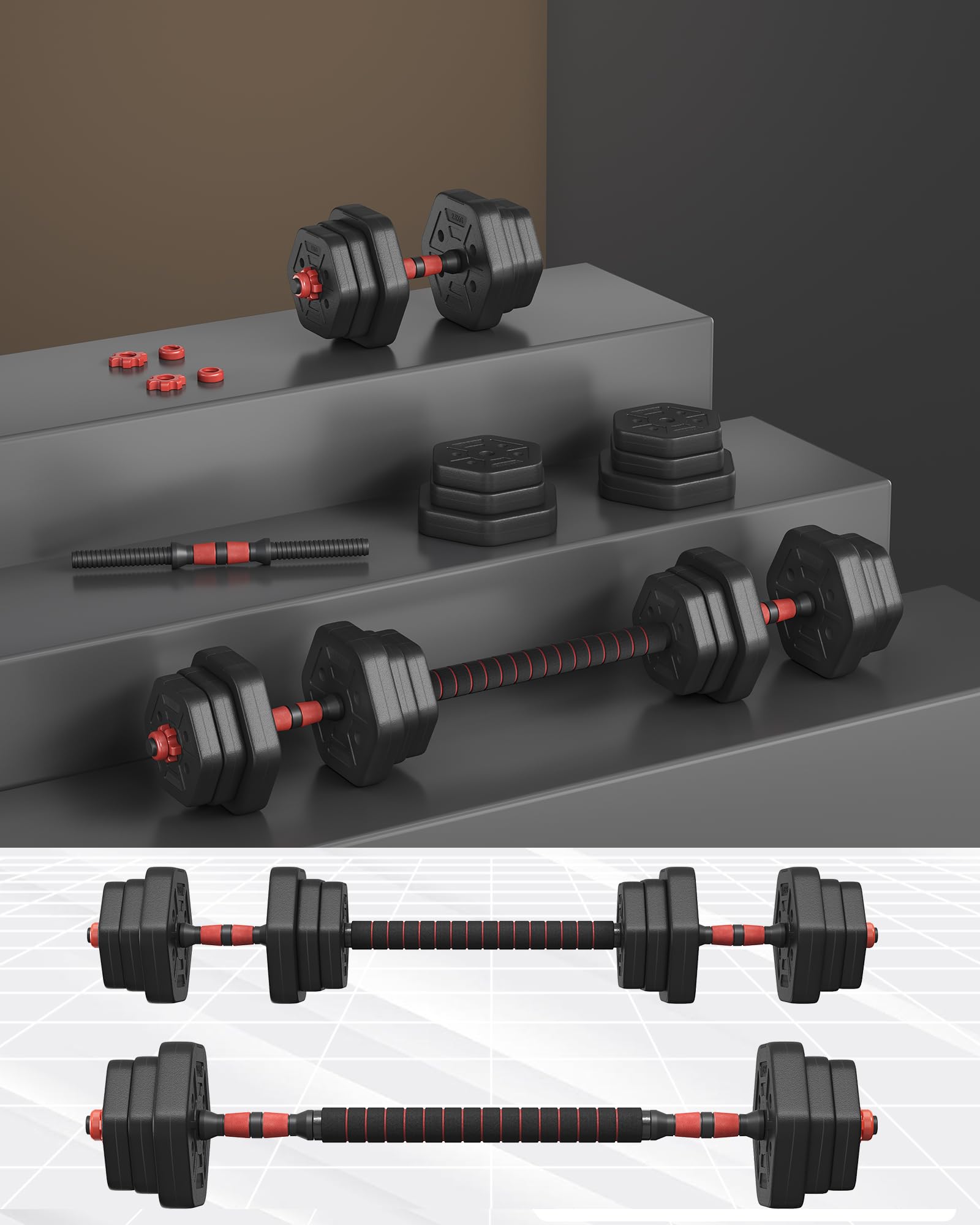 SONGMICS Halterset, Gietijzeren dumbbells, Verstelbare halterset, 20 kg, met verbindingsbuis, voor heren Dames Workout Fitness Training Gewichtheffen, voor thuisgymnastiek SYL20LBKV1 SONGMICS Halterset, Gietijzeren dumbbells, Verstelbare halterset, 20 kg, met verbindingsbuis, voor heren Dames Workout Fitness Training Gewichtheffen, voor thuisgymnastiek SYL20LBKV1