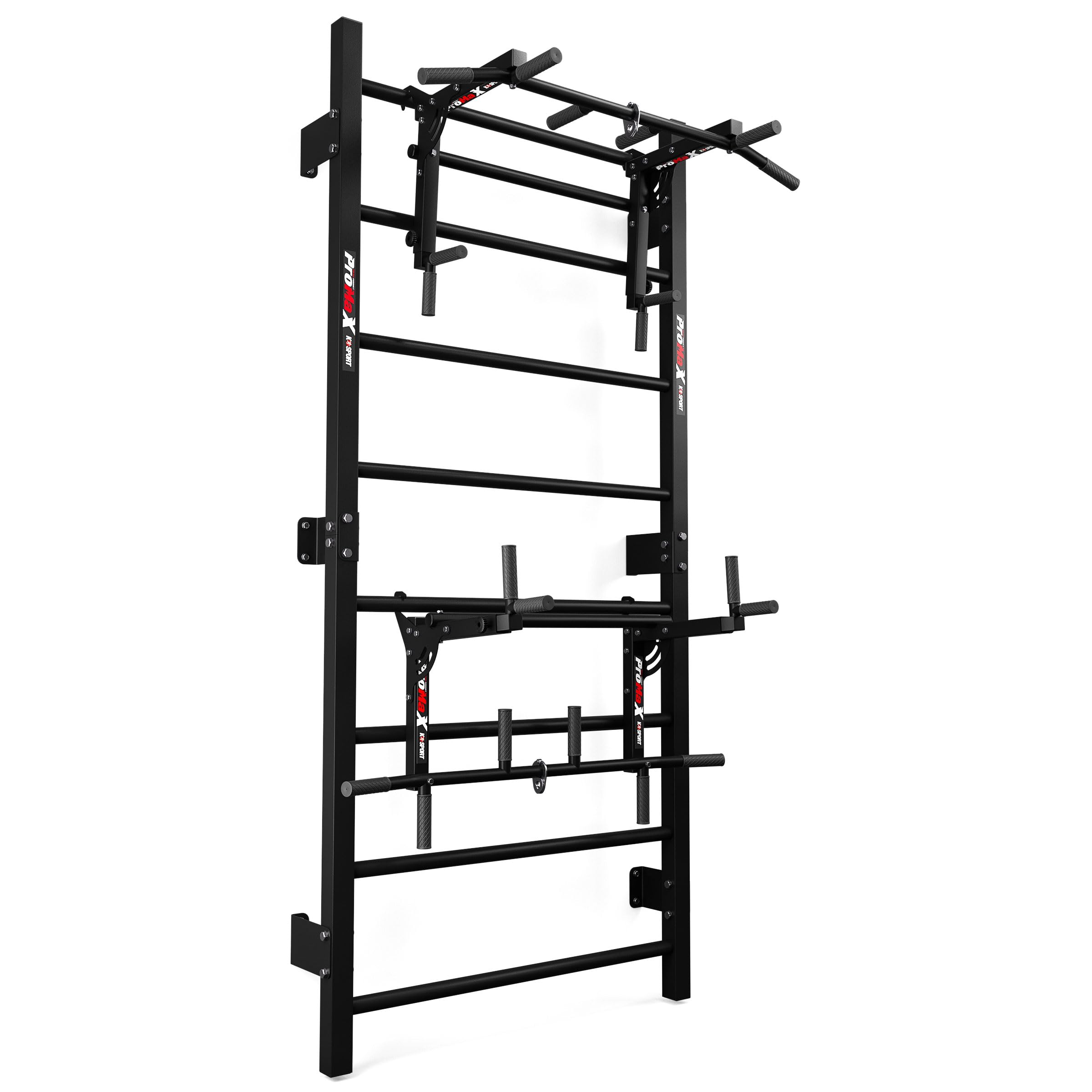 K-Sport: Set da allenamento, parete con Dip Station e barra per trazioni, stazione di potenza con barra pull-up, asta per allenamenti intensi, con e-book (lingua italiana non garantita)