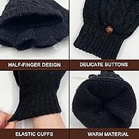 Vista 3 de Beurlike Guantes de invierno para mujer, de lana cálida, a prueba de viento, convertibles, sin dedos Negro