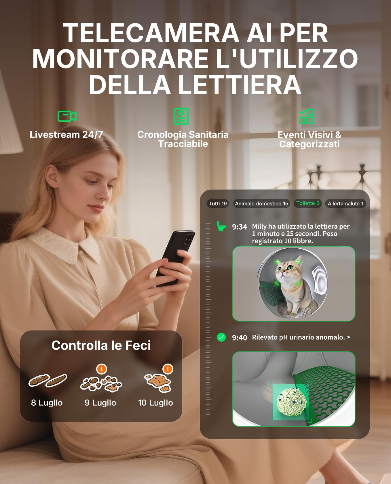 PETKIT PUROBOT MAX PRO 2 Lettiera Gatto Autopulente, Fotocamera AI, Ingresso Ultra Largo, Visione Notturna 210°, App WiFi 2,4/5GHz, Imballaggio Senza Contatto, Monitoraggio Salute, Multi-Gatto