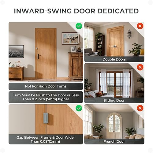 Miniatura 19 de Paquete de 3 cerraduras de refuerzo de puerta de seguridad para el hogar, a prueba de niños, cierre de seguridad para puerta interior, añade alta