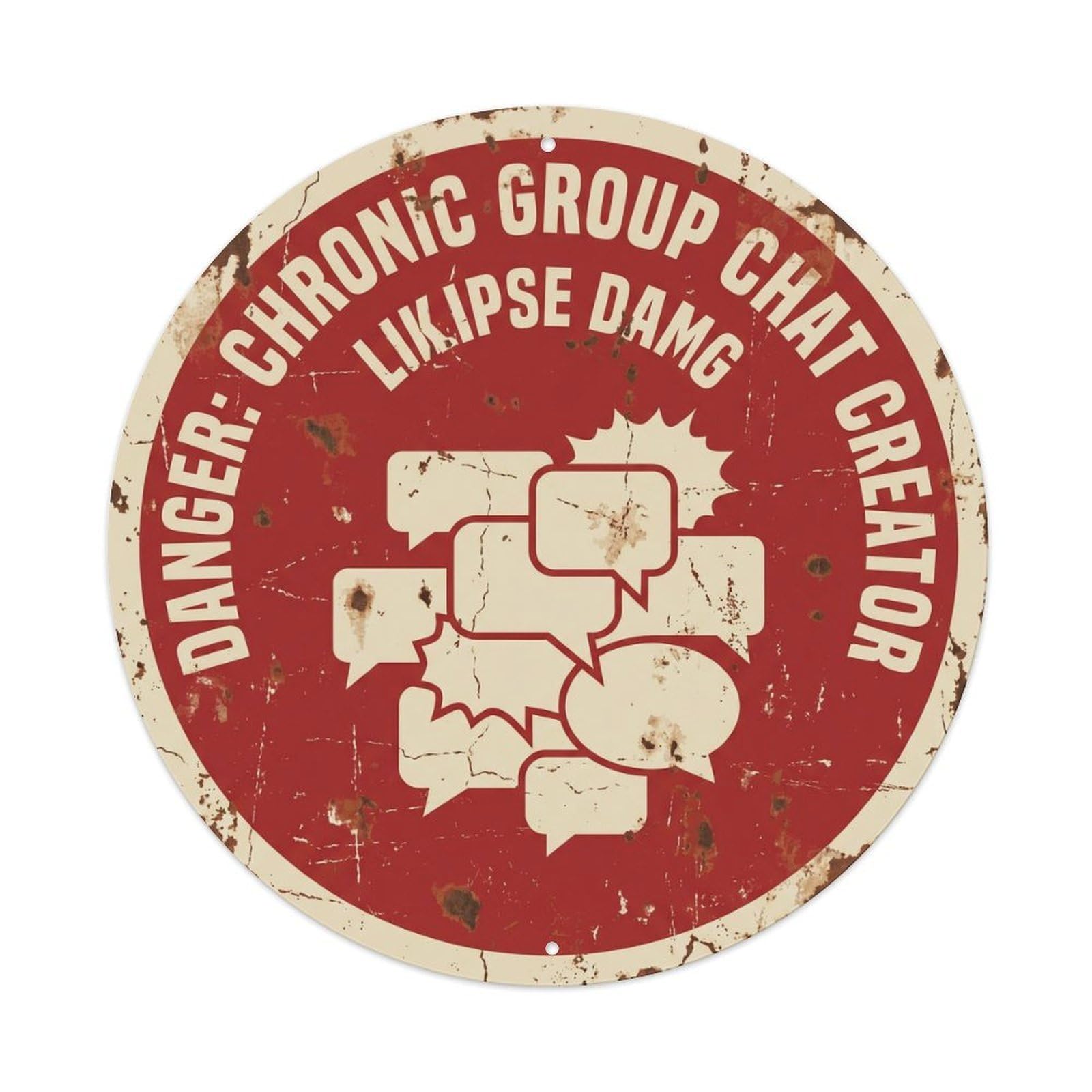 Vintage Funny Danger Chronic Group Chat Creator Warning Metal Tin Sign